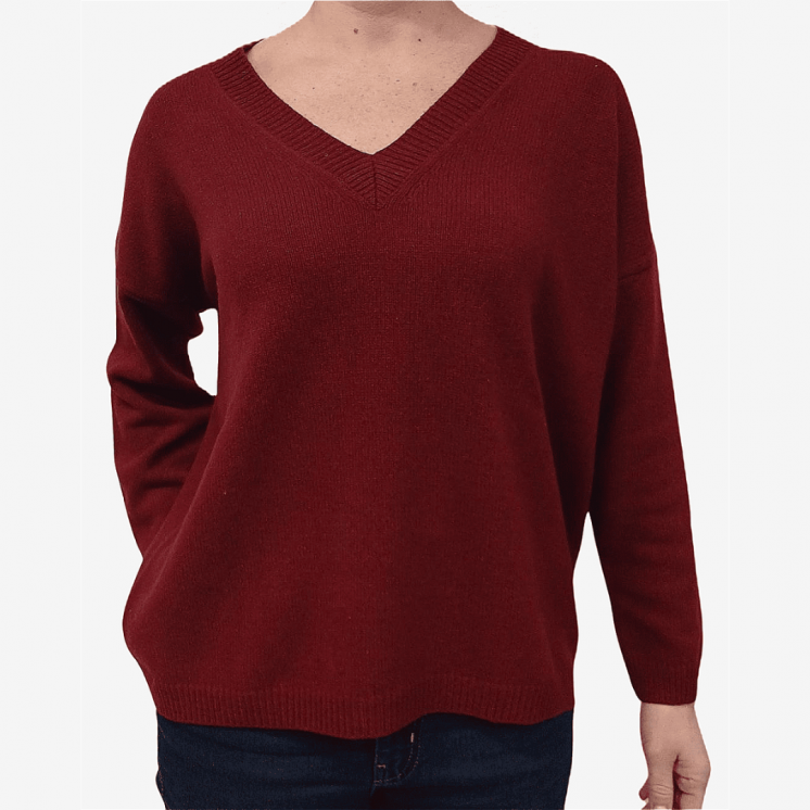 Women's V Neck Pullover Over 100% Cashmere