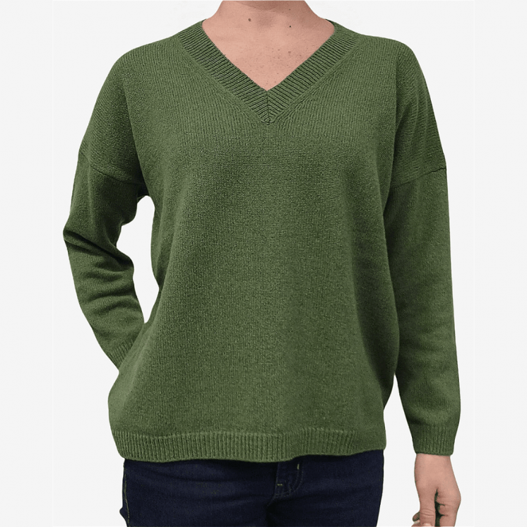 Women's V Neck Pullover Over 100% Cashmere