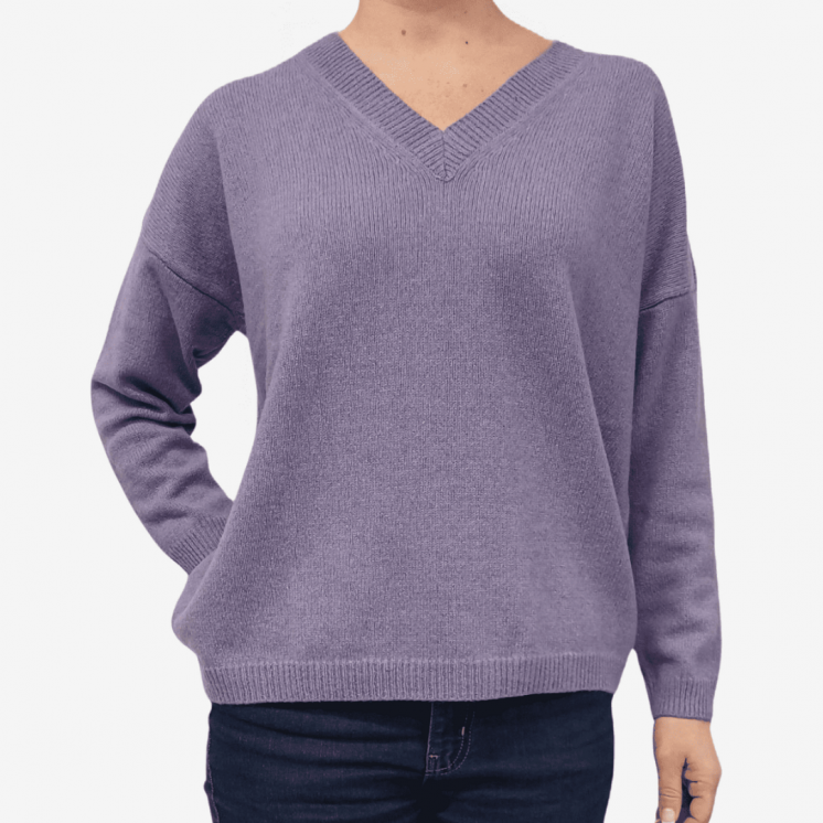 Women's V Neck Pullover Over 100% Cashmere