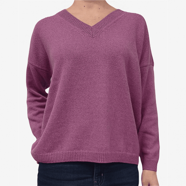 Women's V Neck Pullover Over 100% Cashmere