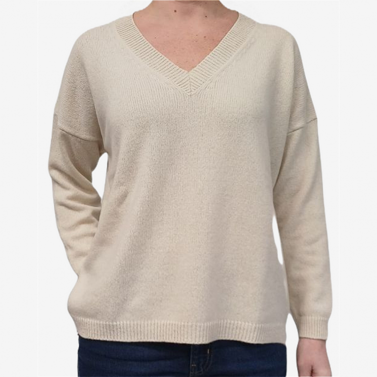 Women's V Neck Pullover Over 100% Cashmere