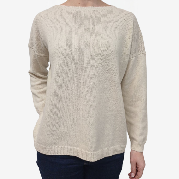 Pullover Femme Over Col Bateau 100% Cachemire