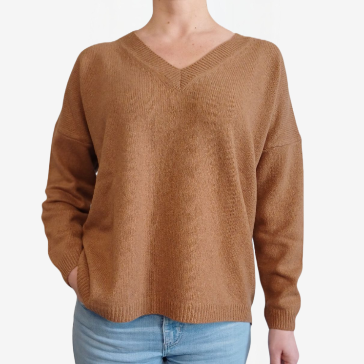 Pullover Donna Scollo V Over 100% Cashmere