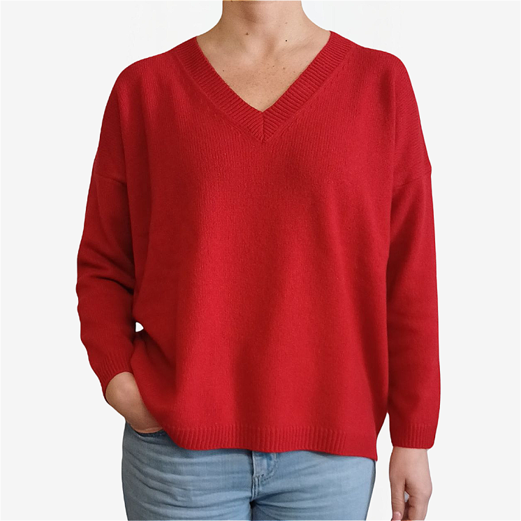 Pullover Femme Over Col V 100% Cachemire