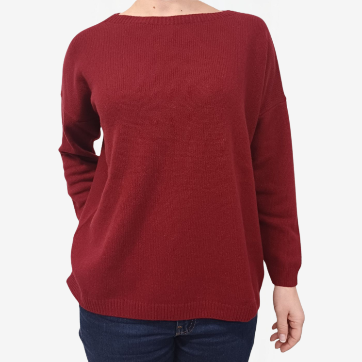 Woman Boat Neck Pullover Over 100% Cashmere
