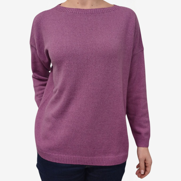 Woman Boat Neck Pullover Over 100% Cashmere