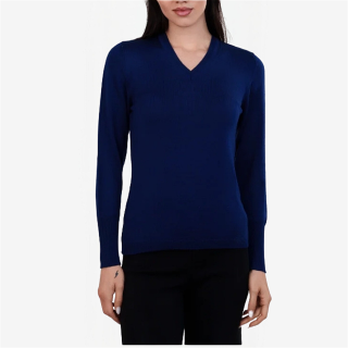 Women's V-Neck Sweater 100% Extrafine Merino Wool