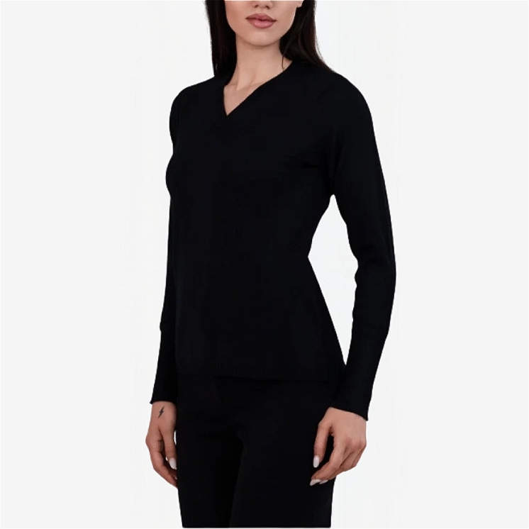 Women's V-Neck Sweater 100% Extrafine Merino Wool