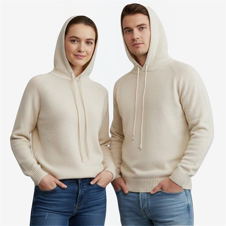 Pullover Unisex con Cappuccio  100% Cashmere