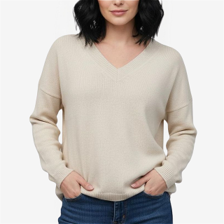 Women's V Neck Pullover Over 100% Cashmere