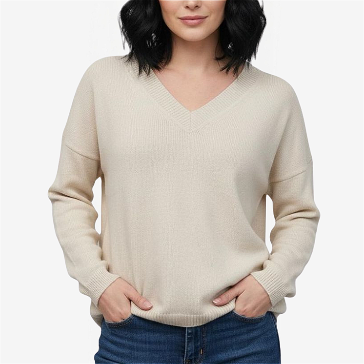 Women's V Neck Pullover Over 100% Cashmere