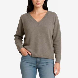 Women's V Neck Pullover Over 100% Cashmere