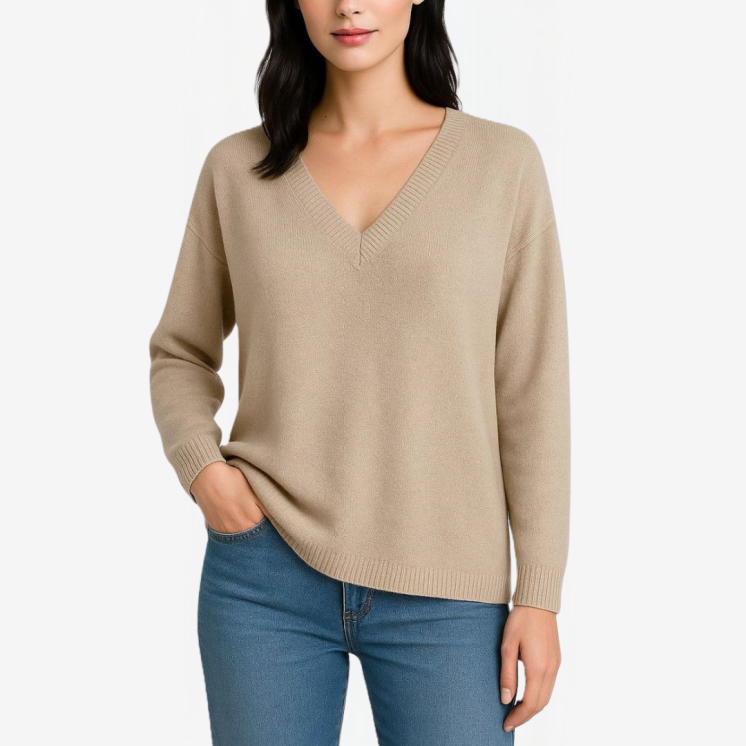 Pullover Donna Scollo V Over 100% Cashmere