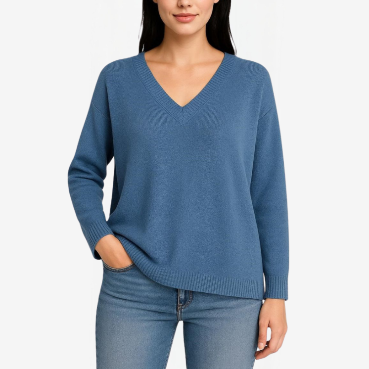 Women's V Neck Pullover Over 100% Cashmere