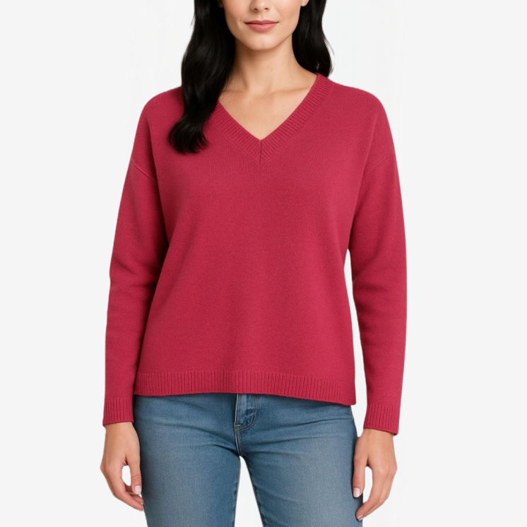 Pullover Femme Over Col V 100% Cachemire