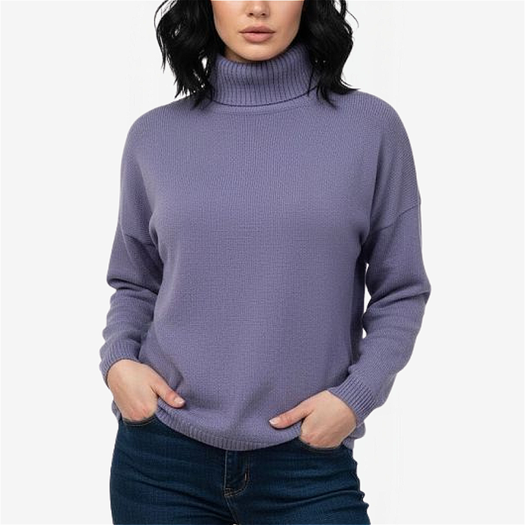 Pullover Femme Over Col Roulé 100% Cachemire