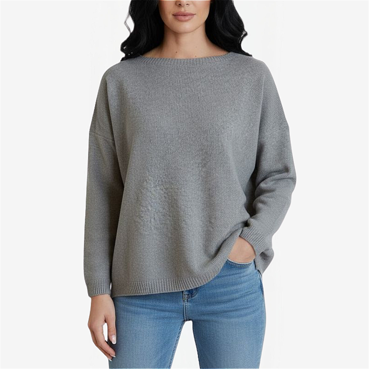 Woman Boat Neck Pullover Over 100% Cashmere