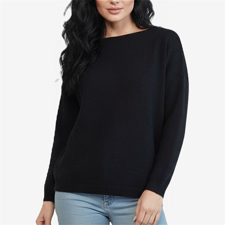 Woman Boat Neck Pullover Over 100% Cashmere
