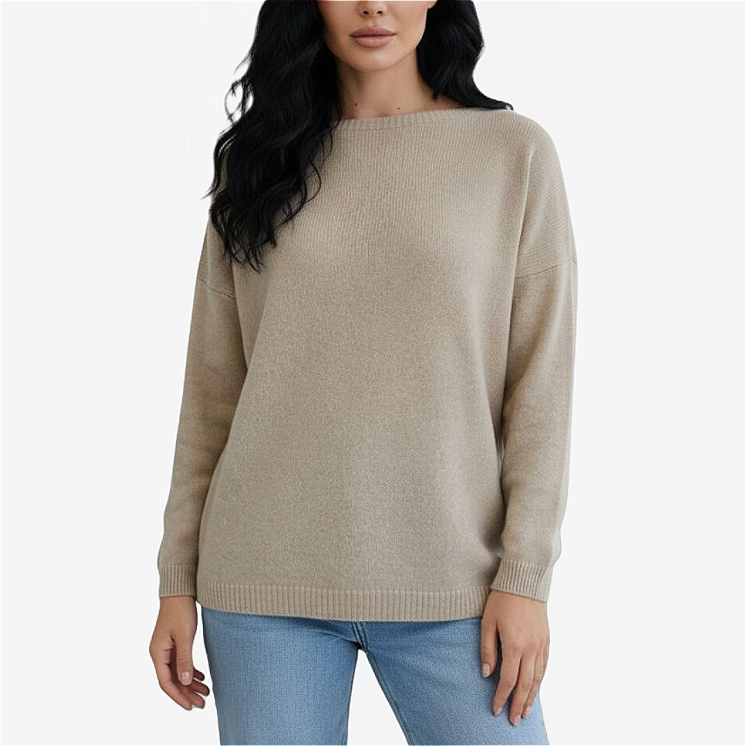 Pullover Femme Over Col Bateau 100% Cachemire