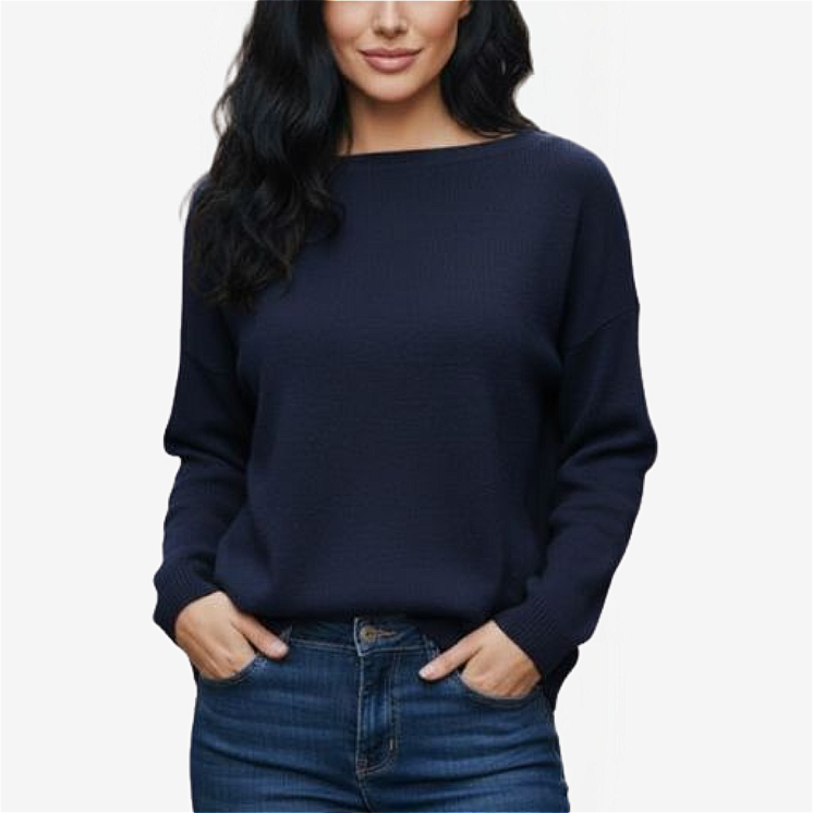 Woman Boat Neck Pullover Over 100% Cashmere