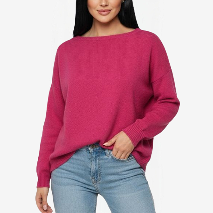 Pullover Donna Scollo Barca Over 100% Cashmere