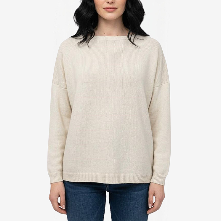 Woman Boat Neck Pullover Over 100% Cashmere