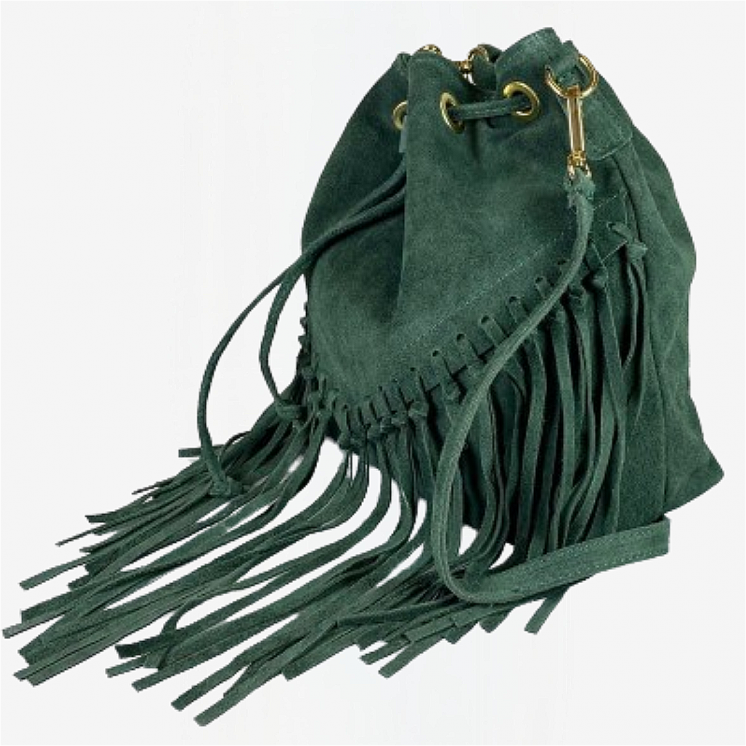 Cecilia Bag - Suede Leather Bucket Bag with Fringes