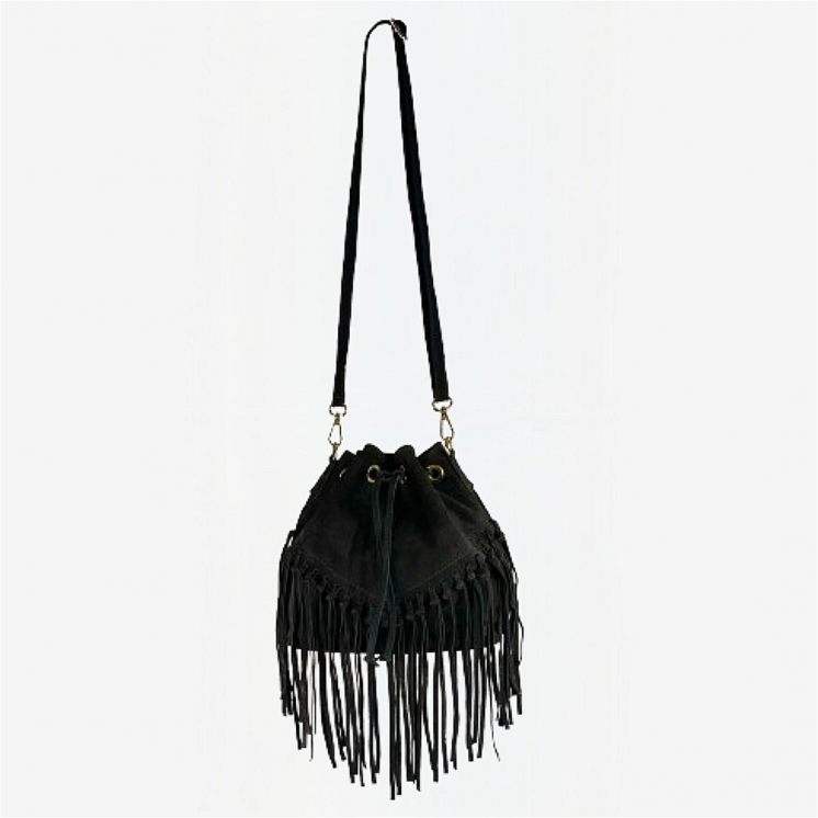 Cecilia Bag - Suede Leather Bucket Bag with Fringes