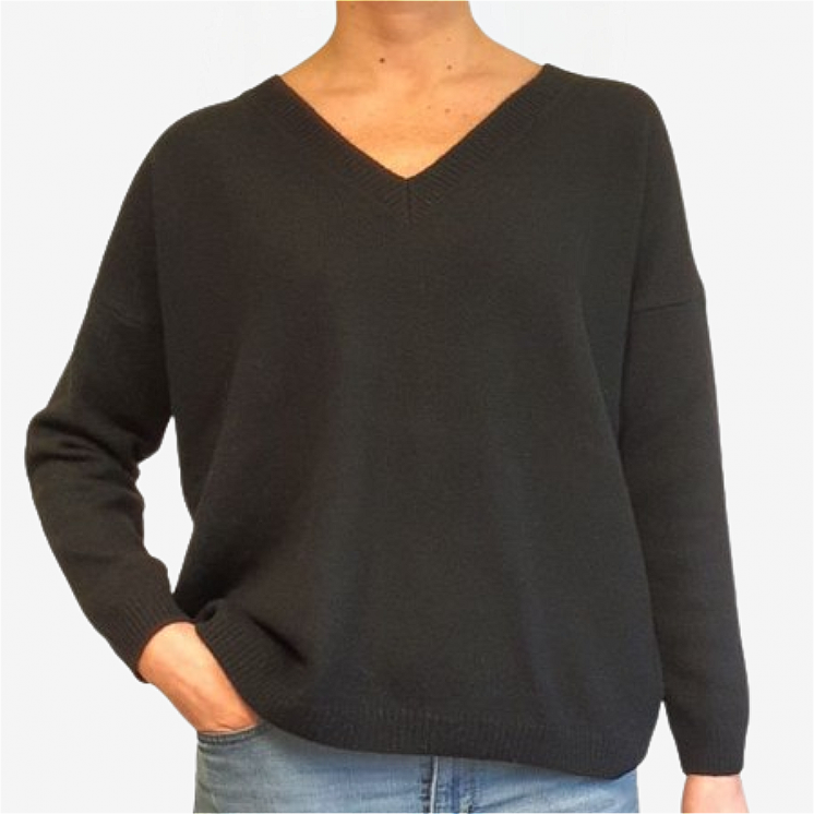 Women's V Neck Pullover Over 100% Cashmere