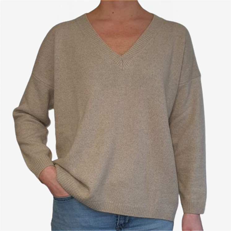 Women's V Neck Pullover Over 100% Cashmere