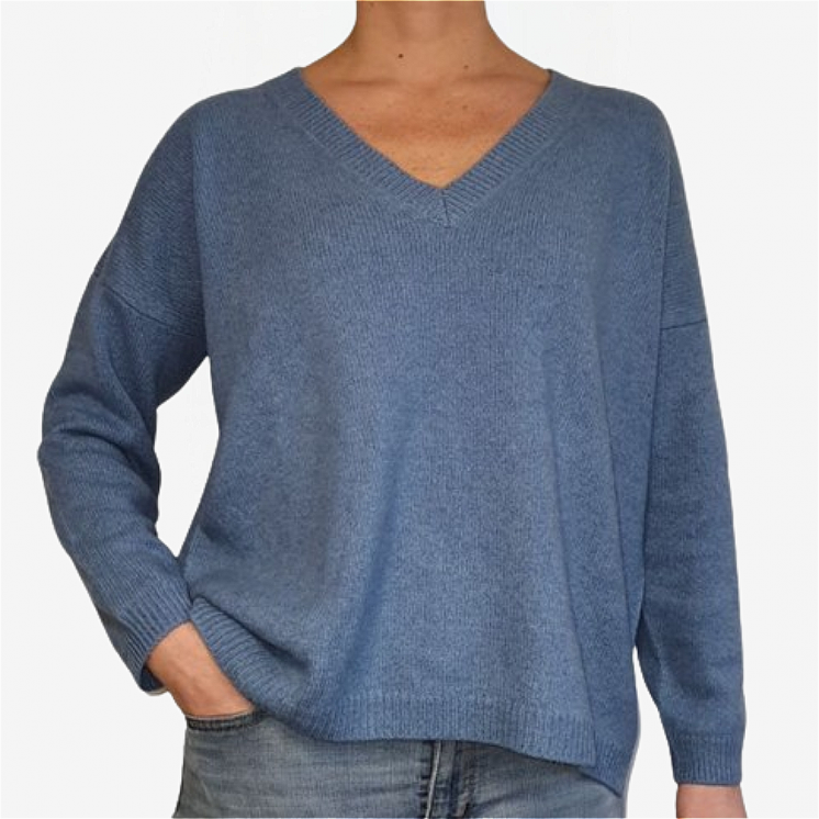 Women's V Neck Pullover Over 100% Cashmere