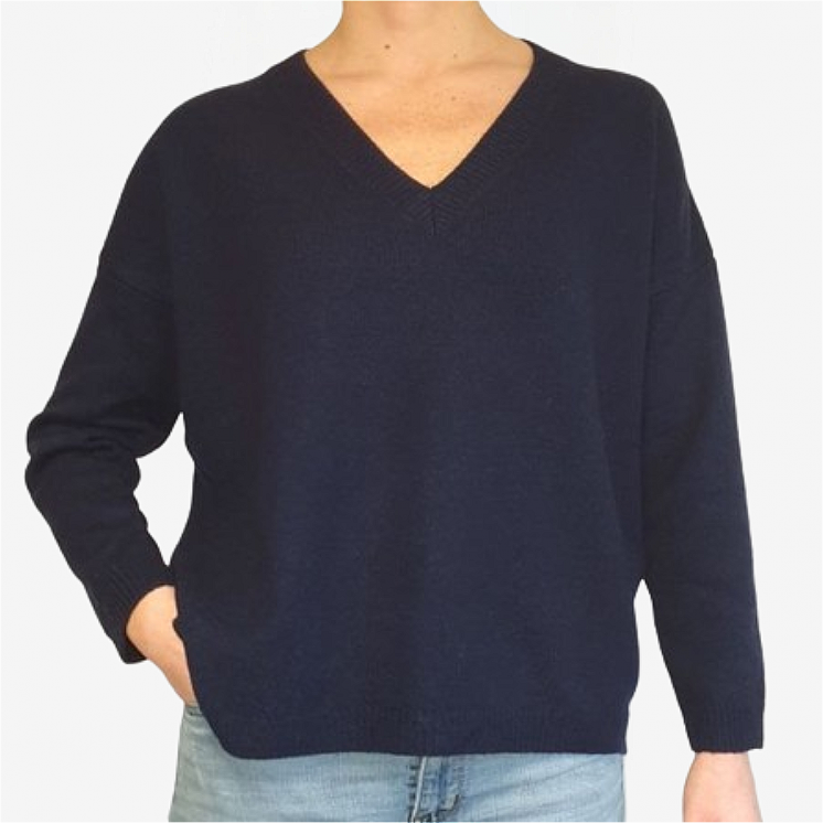 Women's V Neck Pullover Over 100% Cashmere