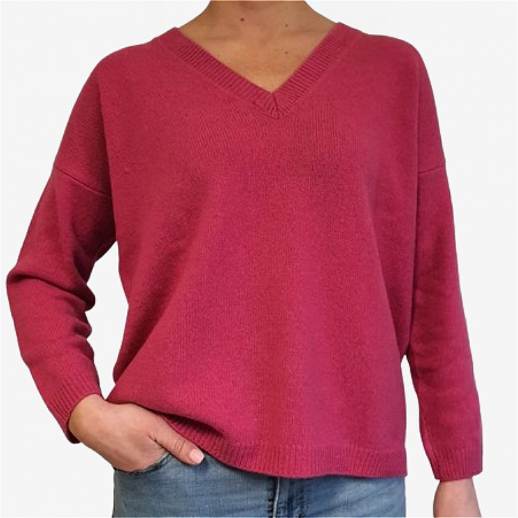 Women's V Neck Pullover Over 100% Cashmere