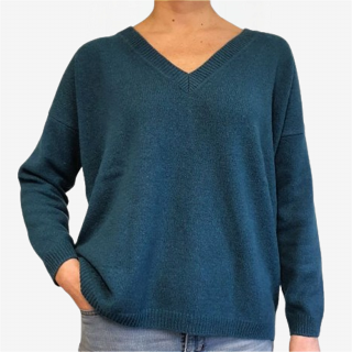 Women's V Neck Pullover Over 100% Cashmere