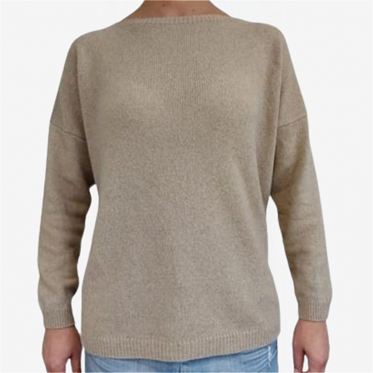 Woman Boat Neck Pullover Over 100% Cashmere