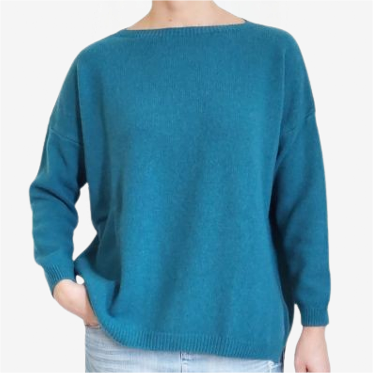 Woman Boat Neck Pullover Over 100% Cashmere