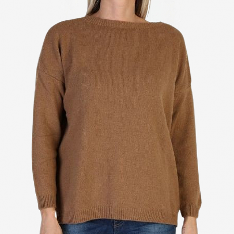 Woman Boat Neck Pullover Over 100% Cashmere