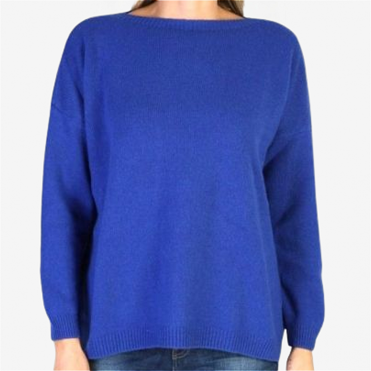 Woman Boat Neck Pullover Over 100% Cashmere