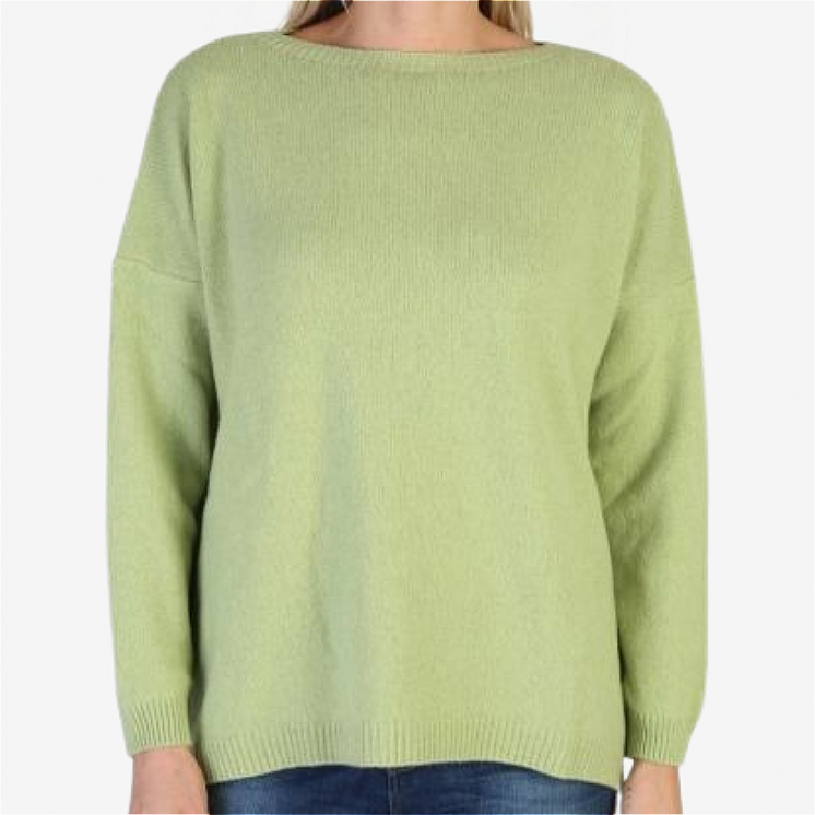 Woman Boat Neck Pullover Over 100% Cashmere