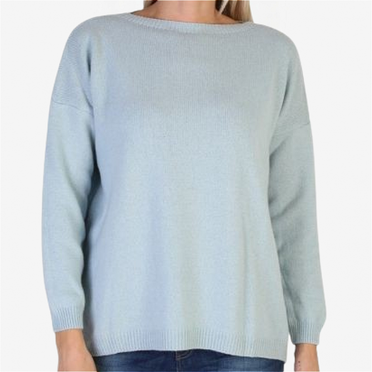 Woman Boat Neck Pullover Over 100% Cashmere