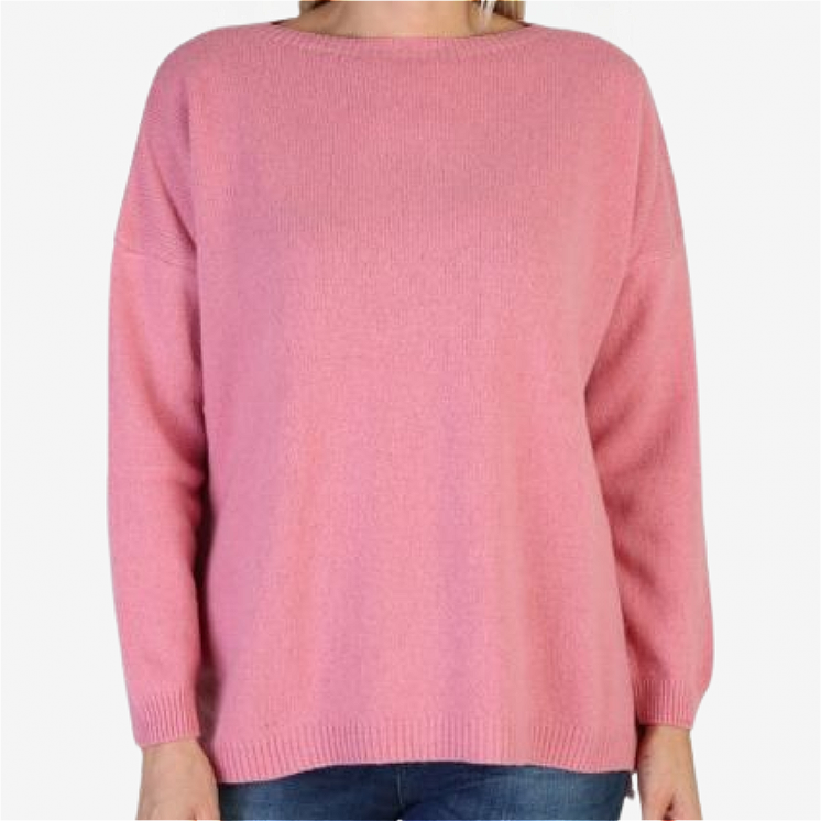 Woman Boat Neck Pullover Over 100% Cashmere