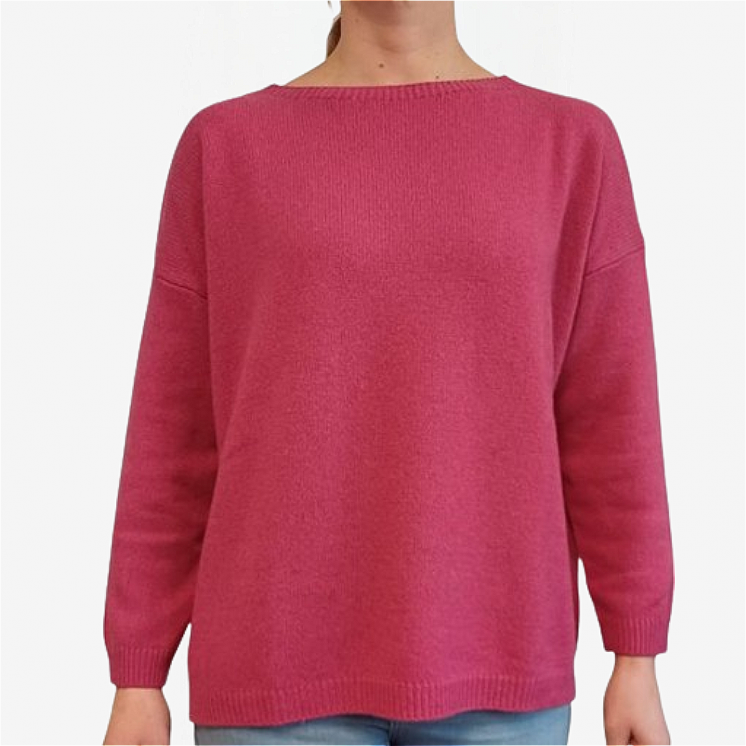 Woman Boat Neck Pullover Over 100% Cashmere