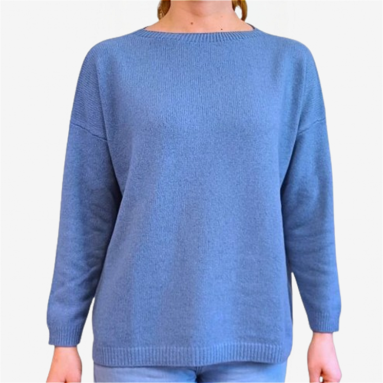 Woman Boat Neck Pullover Over 100% Cashmere