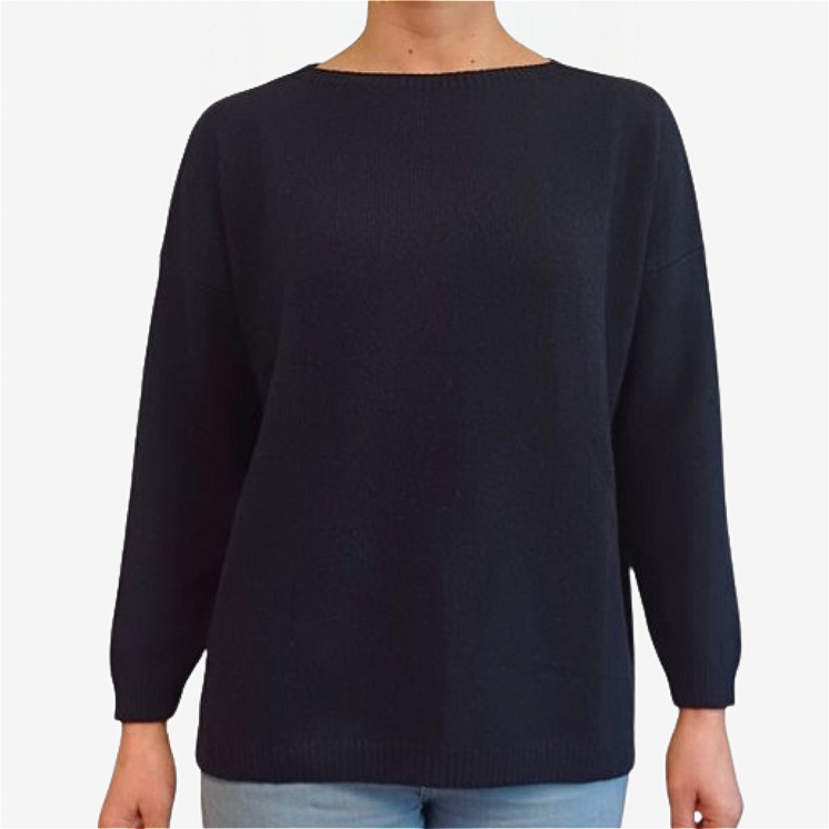 Woman Boat Neck Pullover Over 100% Cashmere