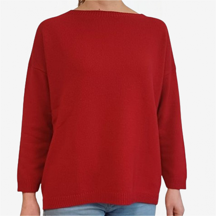 Woman Boat Neck Pullover Over 100% Cashmere