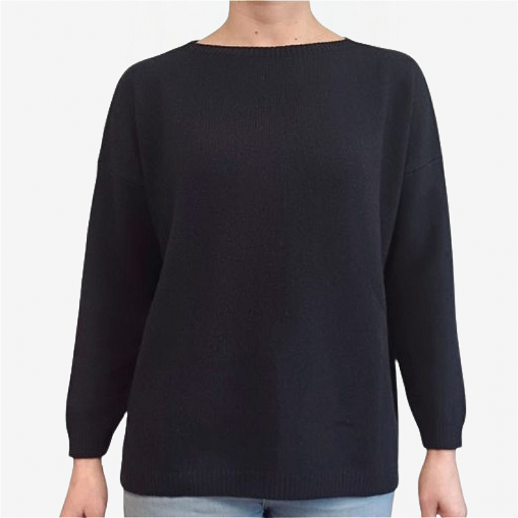 Woman Boat Neck Pullover Over 100% Cashmere