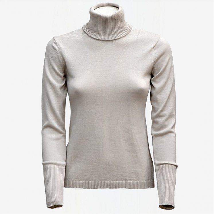 Pullover Femme Col Roulé 100% Laine mérinos Extra-fin